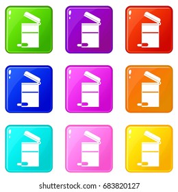 Steel trashcan set 9