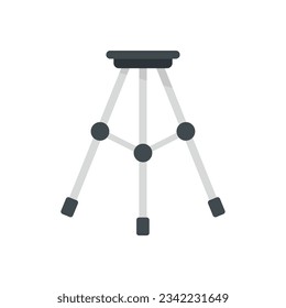 Steel tripod icon flat vector. Camera stand. Video phone tripod isolated