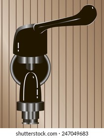 Steel valves with rotary knob. Vector illustration.