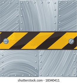 Fondo vectorial de acero con cinta de construcción.