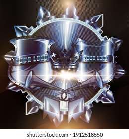Steel vector  knights logo design template on steel. Logos set for postcards, design, prints, your business, sport team. Elements are layered separately in vector file. Easy to edit.