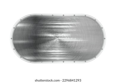 Steel vector sign with scratches. Metal background for logo or backdrop for insignia. Realistic signboard or nameplate made of steel or titanium. Aluminum board with gradient and tracery. Surface