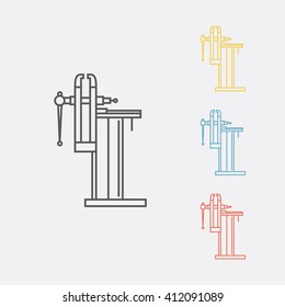 Steel vise tool line icon. Vector illustration.