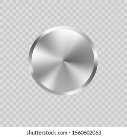 Steel volume knob. metal button processing on on transparent background. metal texture.Vector 3d realistic.