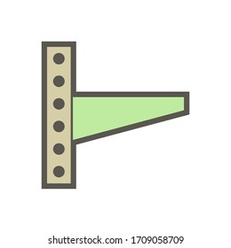 Steel wall bracket vector icon design. Part or support for hang and fix air condenser outdoor unit part of air conditioner HVAC system with outside wall of home or building to ventilation of heat.