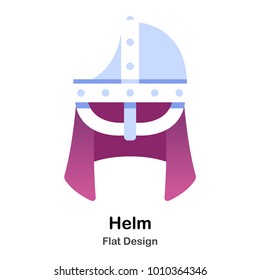 Steel warrior helmet Flat Illustration