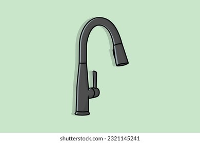 Steel Water Supply Faucets For Bathroom And Kitchen Sink vector illustration. Home interior objects icon concept. Kitchen faucet icon , bathroom icon logo design.