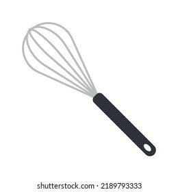 Steel whisk clipart vector illustration. Simple balloon whisk for mixing and whisking flat vector design. Cooking egg whisker web icon isolated on white. Egg beater clipart. Kitchen concept symbol