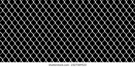 Steel wire chain. Chainlink fence. Safety fence pattern. Seamless chain link fence. Wire mesh steel icon. Grid metal chain-link. Metallic wired fence pattern.