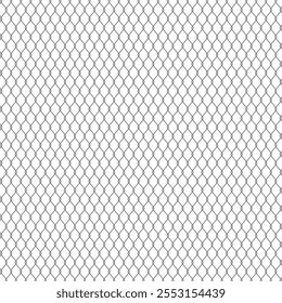 Steel wire chain link fence seamless pattern Metal lattice with rhombus diamond shape silhouette Grid fence background Prison wire mesh seamless texture Vector illustration on white background