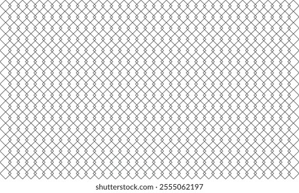 Steel wire chain link fence seamless pattern. Metal grid with rhombus, diamond shape silhouette. Background of iron fence in the form of a net