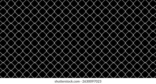 Corrente de arame de aço cerca padrão sem costura. Reticulado de metal com losango, silhueta em forma de diamante. Fundo da cerca da grade.