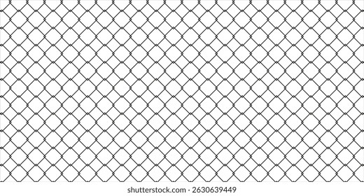 Corrente de arame de aço cerca padrão sem costura. Reticulado de metal com losango, silhueta em forma de diamante. Fundo da cerca da grade.