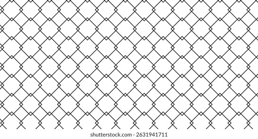 Corrente de arame de aço cerca padrão sem costura. Reticulado de metal com losango, silhueta em forma de diamante. Fundo da cerca da grade.