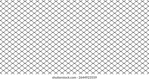 Steel wire chain link fence seamless pattern. Metal lattice with rhombus, diamond shape silhouette. Grid fence background.