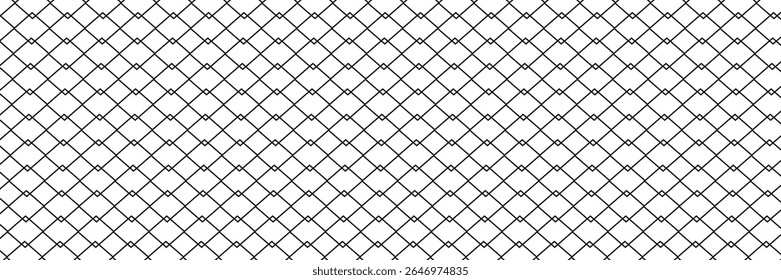 Steel wire chain link fence seamless pattern. Metal lattice with rhombus, diamond shape silhouette. Grid fence background.