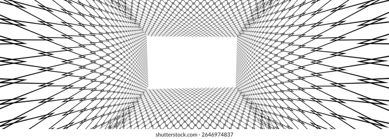 Steel wire chain link fence seamless pattern. Metal lattice with rhombus, diamond shape silhouette. Grid fence background.
