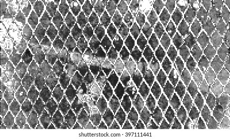 Steel Wire Mesh Background. Grunge Black and White Mesh Distress Texture . Scratch Texture . Dirty Texture . Wall Background .Vector Illustration.