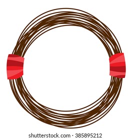 Steel wire rope cable in cartoon style.