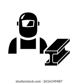 Steel worker icon. Welder. Steel industry. Vector icon isolated on white background.