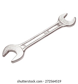 Steel wrench lies on a white background. Vector illustration.