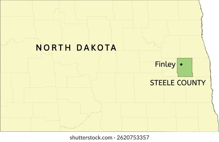 Steele County and city of Finley location on North Dakota state map