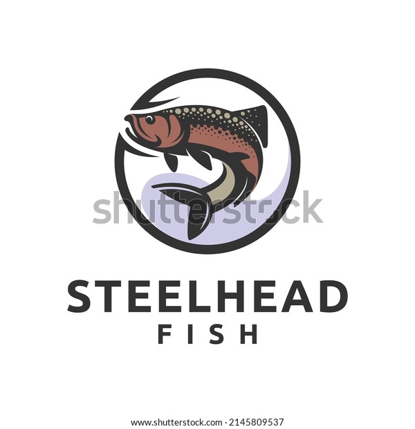 steelhead fish logo with\
emblem concept