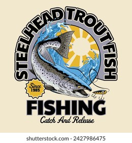 Steelhead Trout Fish Shirt Design Illustration