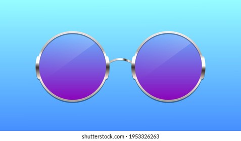 Сolored steel-rimmed sunglasses. Сircle sunglasses. Realistic vector illustration.