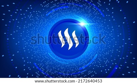 STEEM coin banner. STEEM coin cryptocurrency concept banner background.