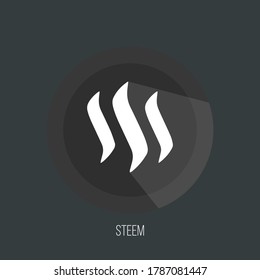 Steem Coin Cryptocurrency Sign. Digital cryptocurrency. Vector illustration isolated on dark background.