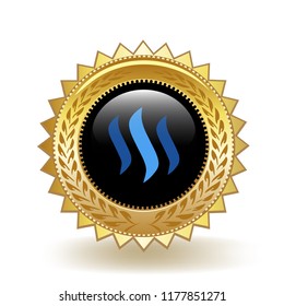 Steem Cryptocurrency Coin Gold Badge Medal Award