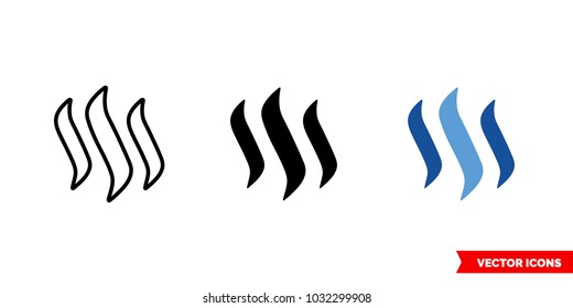 Steem cryptocurrency icon of 3 types: color, black and white, outline. Isolated vector sign symbol.