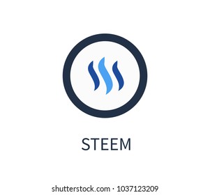 Steem cryptocurrency icon, system of internet banking and dealing with money, symbol and headline, vector illustration isolated on white background