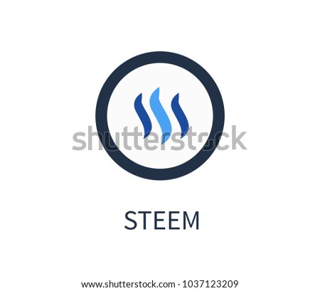 Steem cryptocurrency icon, system of internet banking and dealing with money, symbol and headline, vector illustration isolated on white background