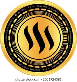 steem cryptocurrency logo illustrations on abstract background. 3d illustrations.