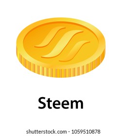 Steem icon. Isometric illustration of steem vector icon for web