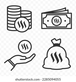 Steem icons set money icon vector image on transparent background (PNG).