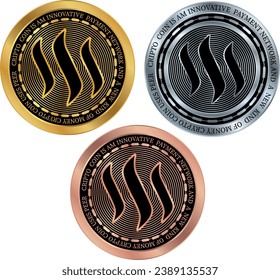 steem virtual currency vector illustrations. 3d illustrations.