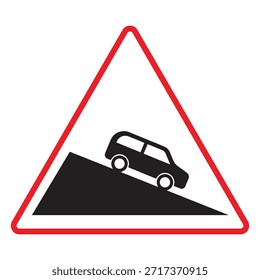 Steep Ascent and Steep Descent warning road sign set. of danger hill caution traffic sign victor Illustration
