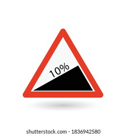 Steep ascent sign Collection of warning, mandatory, prohibition and information traffic signs. Traffic signs road collection series. Vector illustration.