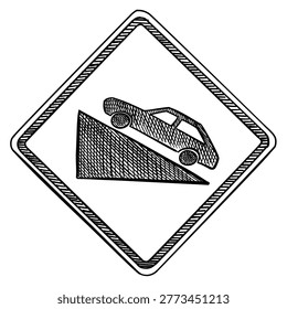 steep ascent sign vector line art hand drawn illustration