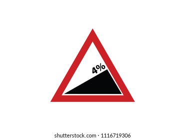 Steep ascent traffic sign symbol triangle red or yellow