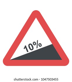 Steep ascent traffic warning sign 