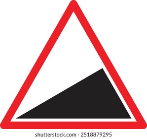 Steep climb traffic sign isolated on white background . Steep incline road ahead icon vector