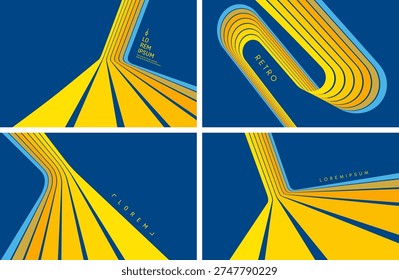 A steep descent or climb on a racing track. A retro 1960s-style background. Colorful lines. Dynamic ribbons. Designed for posters or banners for sports competitions and races. Vector illustration.