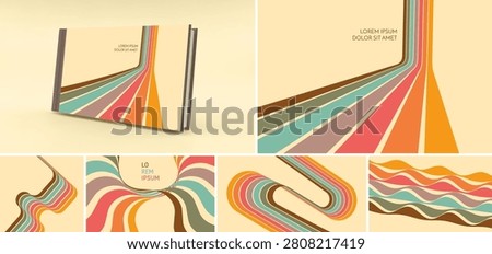 A steep descent or climb on a racing track. A retro style background. Wavy lines in perspective. Dynamic ribbons. Curved ribbons. Folding effect. Vector for cover, presentation, notebook or notepad.