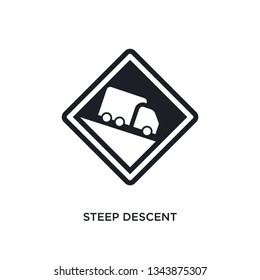 steep descent isolated icon. simple element illustration from traffic sign concept icons. steep descent editable logo sign symbol design on white background. can be use for web and mobile