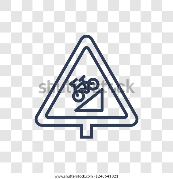 steep descent sign icon. Trendy linear steep\
descent sign logo concept on transparent background from Traffic\
Signs collection