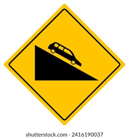 Steep descent sign. Vector design.